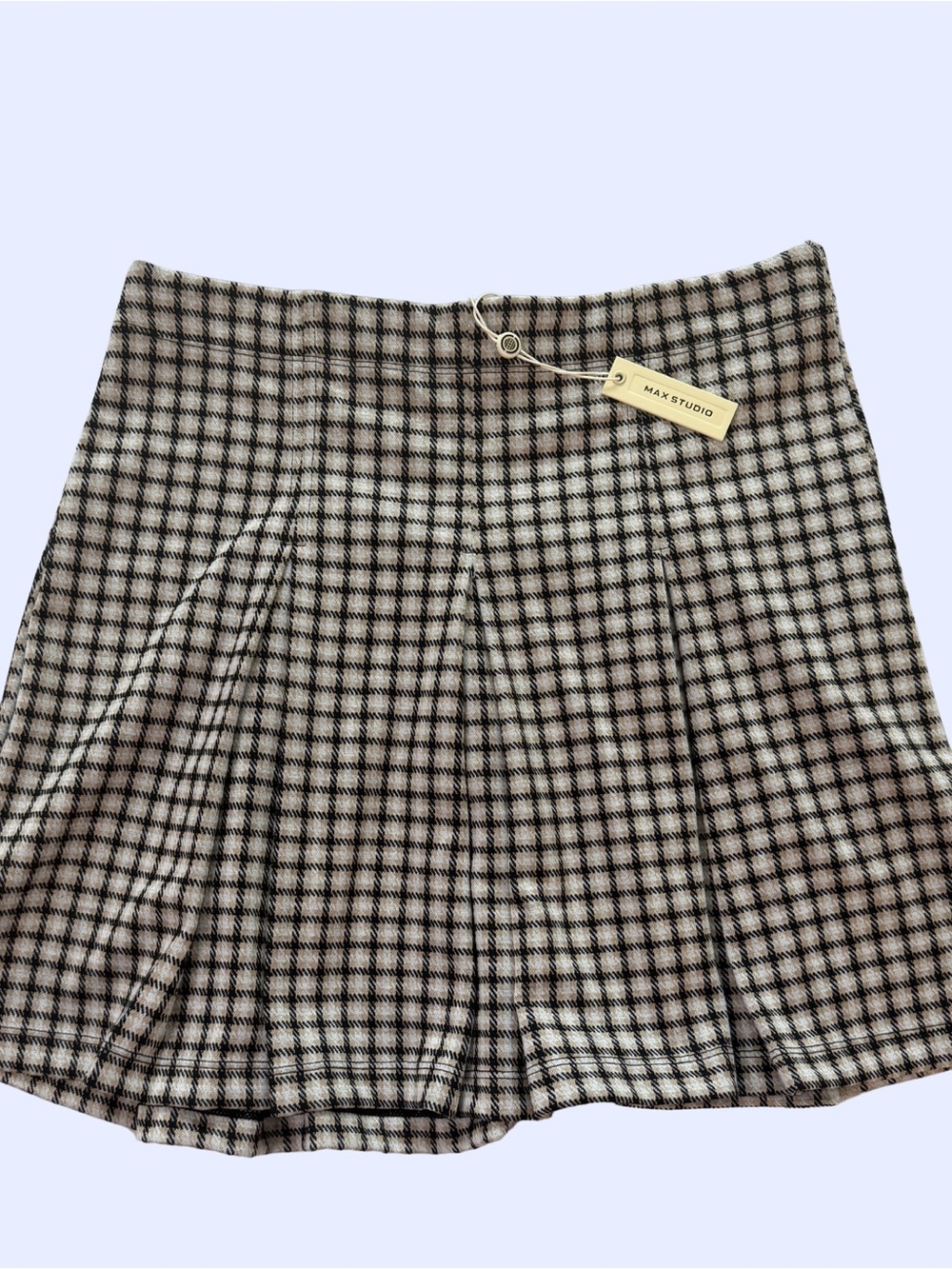 Max Studio Black & Cream Plaid Mini Skirt
